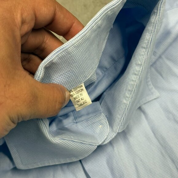 Harry Rosen Dress Shirt Textured Long Sleeve Button Up Blue Cotton 15 1/2 Medium - Picture 6 of 8